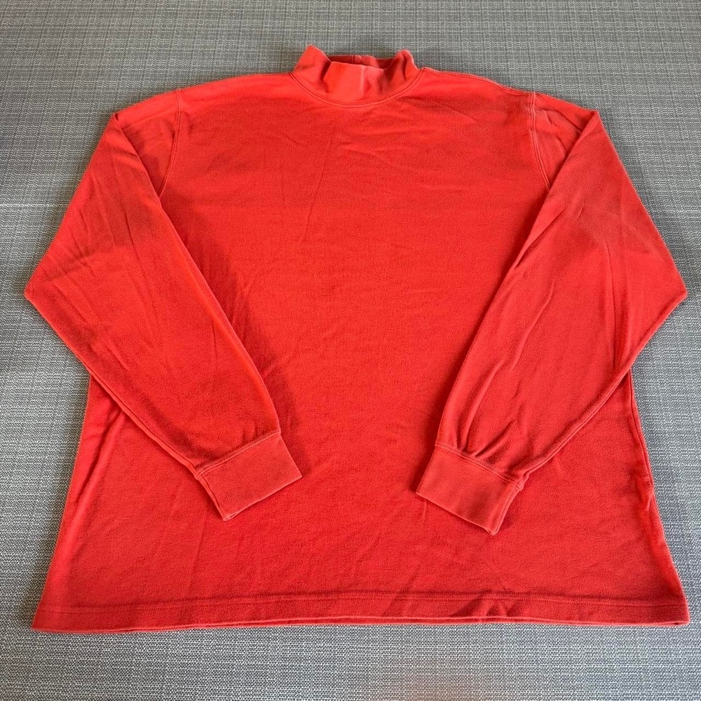 Lands' End orange/coral 100% cotton turtleneck long sleeve shirt Mens XL